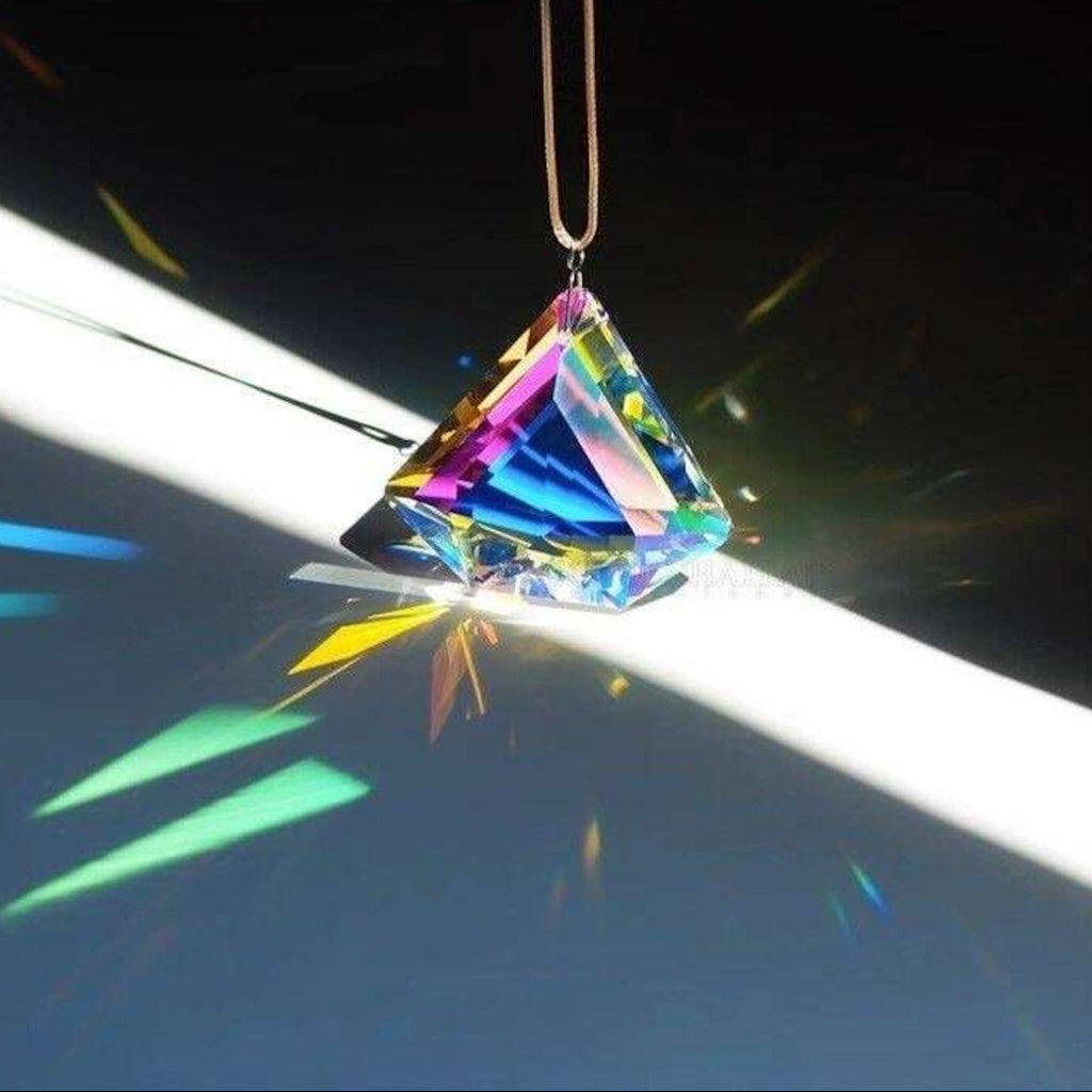 Lightbloom Teardrop crystal suncatcher by Sashura, elegant window prism catching sunlight