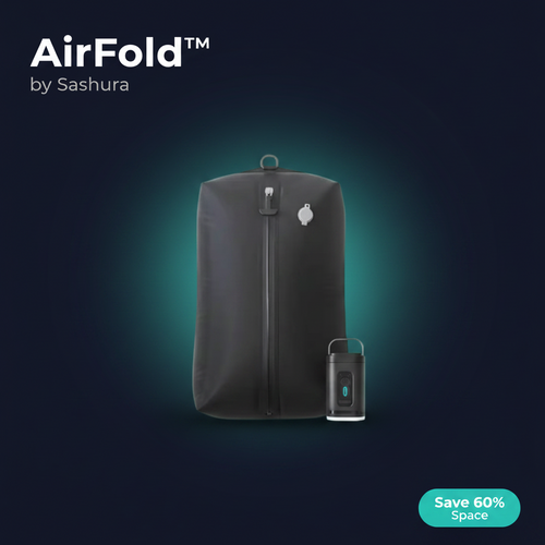 AirFold Vacuum Travel Bags with PocketPump compression kit — save 60% luggage space for carry-on travel | Sashura