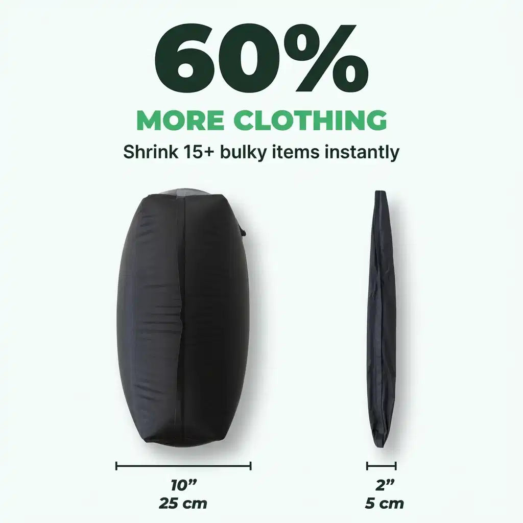 AirFold Vacuum Travel Bags with PocketPump compression kit — save 60% luggage space for carry-on travel | Sashura