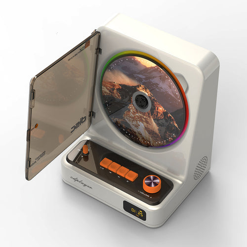 Discobloom™ Retro CD Player by Sashura – front view white compact design