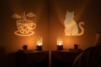 Sashura Magic Shadow Night Light - Coffee and Cat projection lamp lifestyle photo
