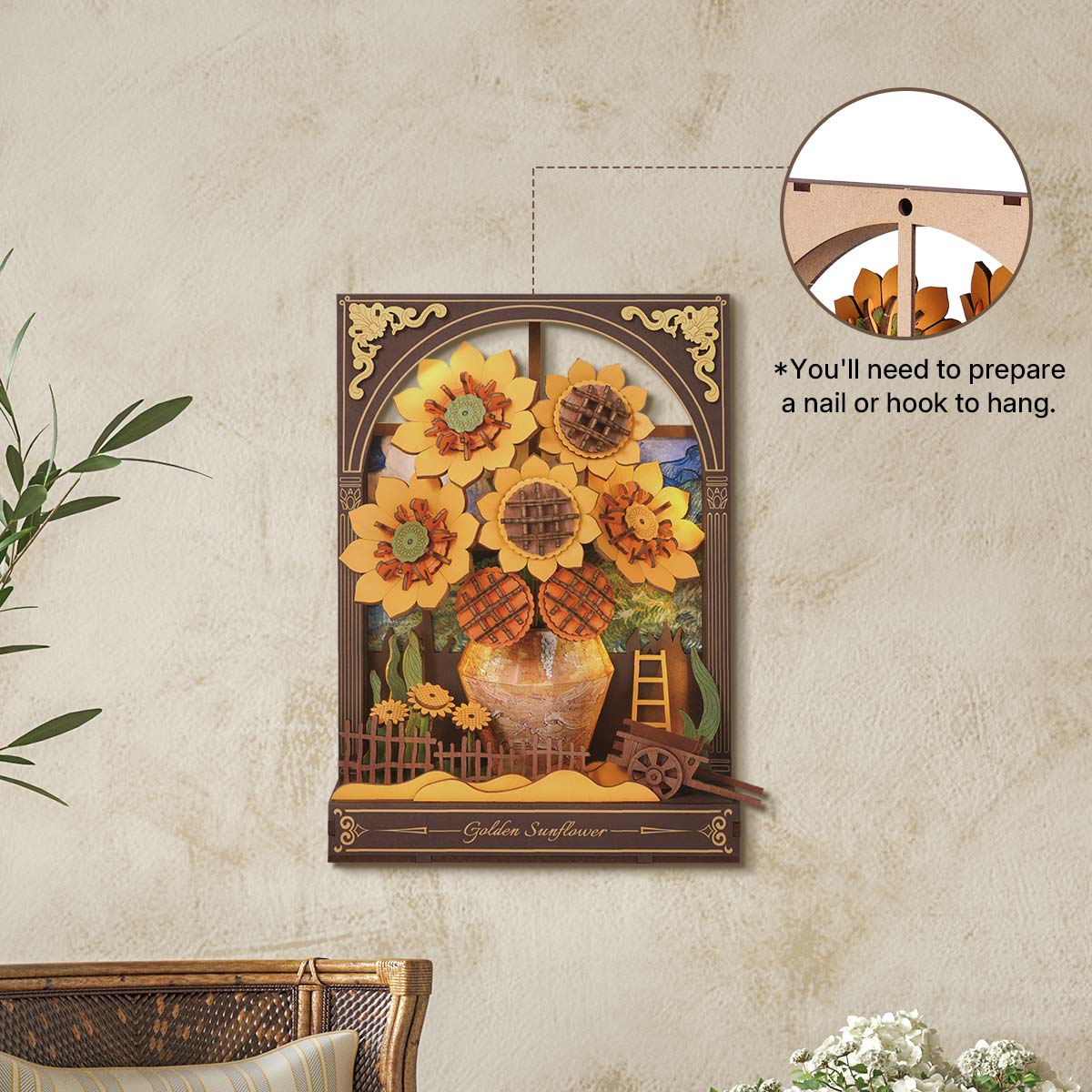 Sashura™ Artistic Golden Sunflower 3D Puzzle - Radiant Floral Wall Art by Sashura Premium