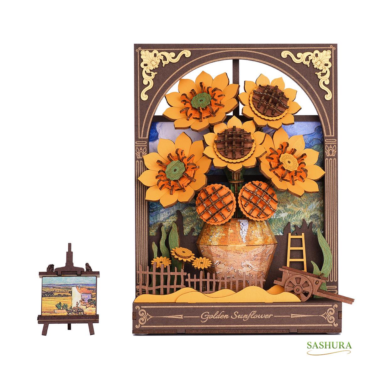 Sashura™ Artistic Golden Sunflower 3D Puzzle - Radiant Floral Wall Art by Sashura Premium