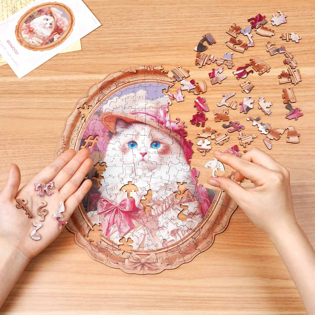 Sashura™ Artistic Springtime Kitty Wooden Puzzle - Relaxing Mind Challenge by Sashura Premium
