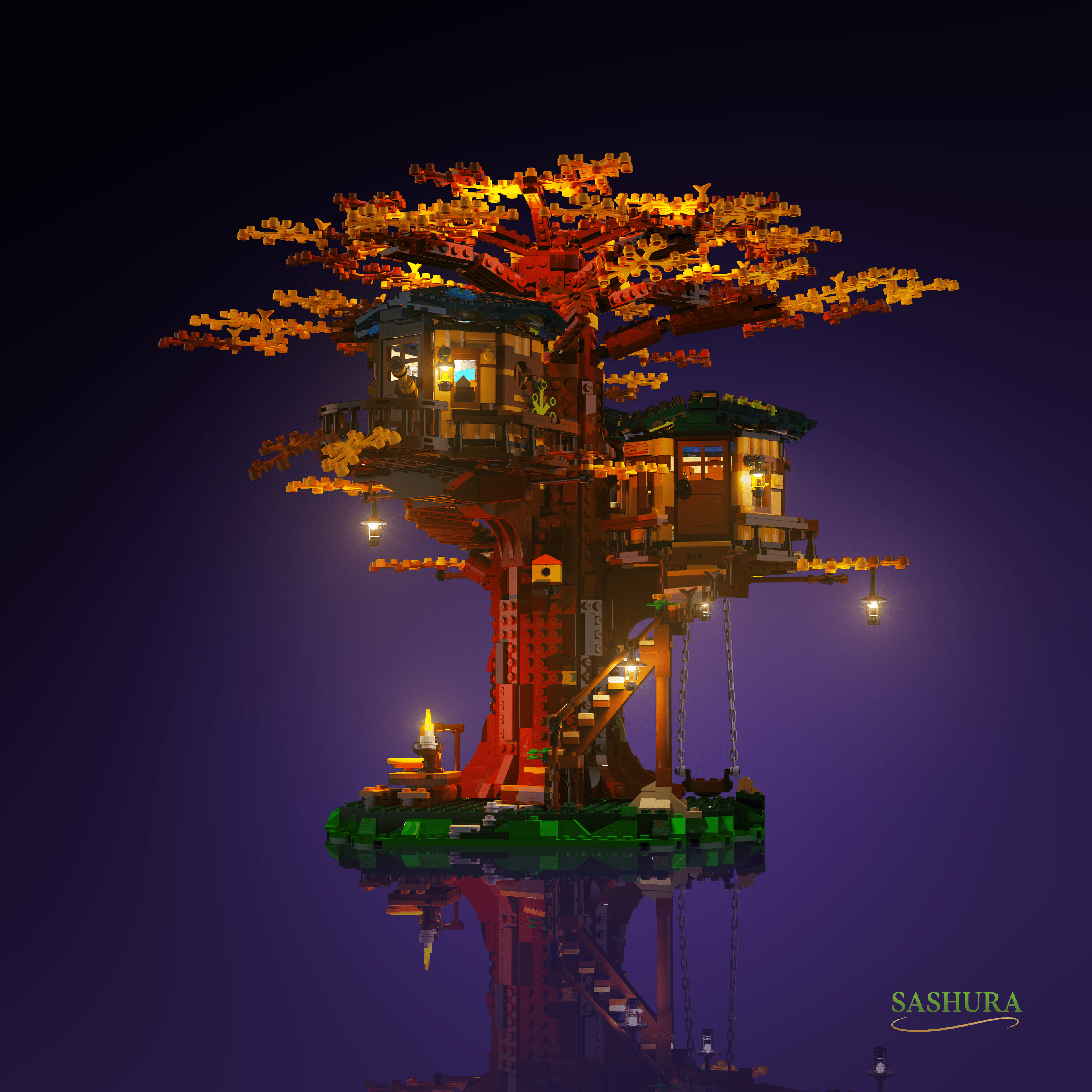 Sashura™ Cinematic Tree House LED Light Kit - Mesmerizing Night Display by Sashura Premium