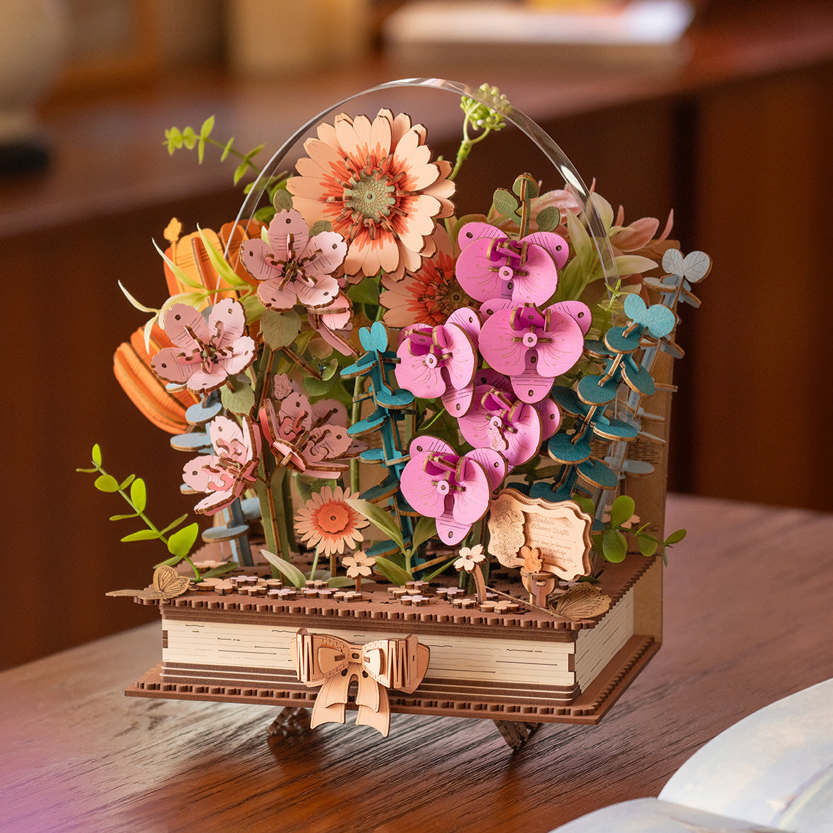 Sashura™ Elegant Blooming Book 3D Wooden Puzzle - Eternal Floral Display by Sashura Premium