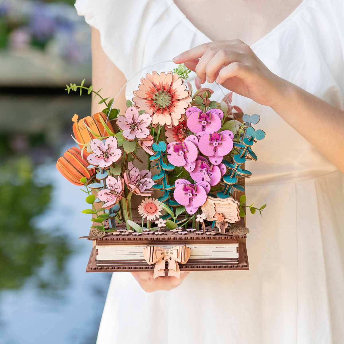 Sashura™ Elegant Blooming Book 3D Wooden Puzzle - Eternal Floral Display by Sashura Premium