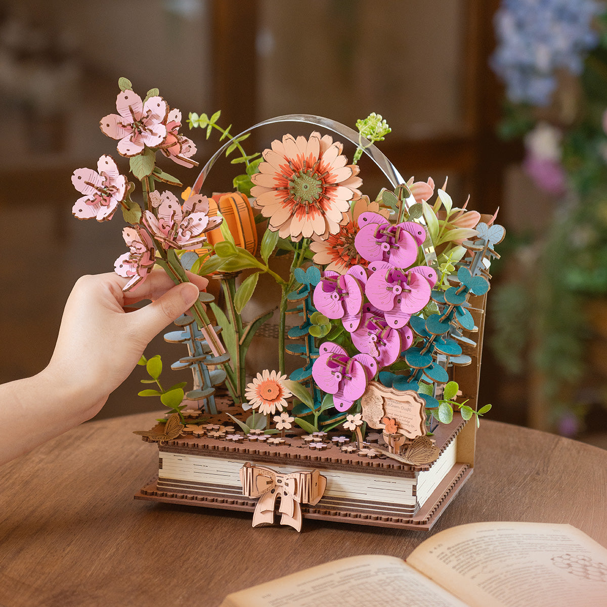Sashura™ Elegant Blooming Book 3D Wooden Puzzle - Eternal Floral Display by Sashura Premium
