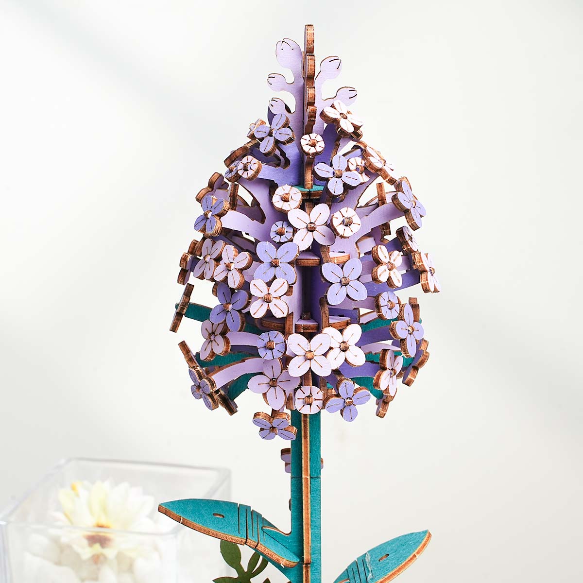 Sashura™ Elegant Lilac Wooden Flower - Stress Relieving Desk Decor by Sashura Premium