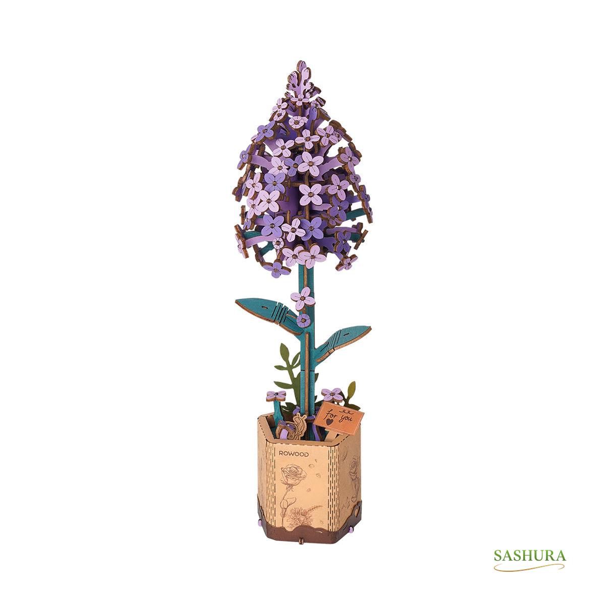 Sashura™ Elegant Lilac Wooden Flower - Stress Relieving Desk Decor by Sashura Premium