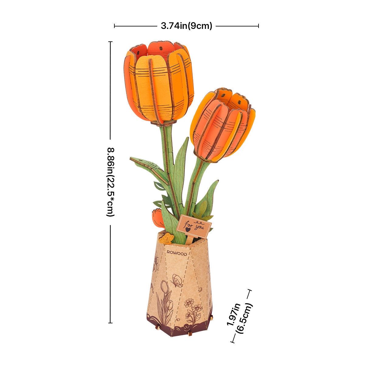 Sashura™ Elegant Orange Tulip Wooden Puzzle - Everlasting Floral Decor by Sashura Premium