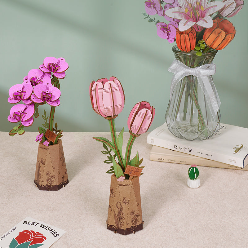 Sashura™ Elegant Purple Moth Orchid 3D Wooden Puzzle - Everlasting Bloom by Sashura Premium