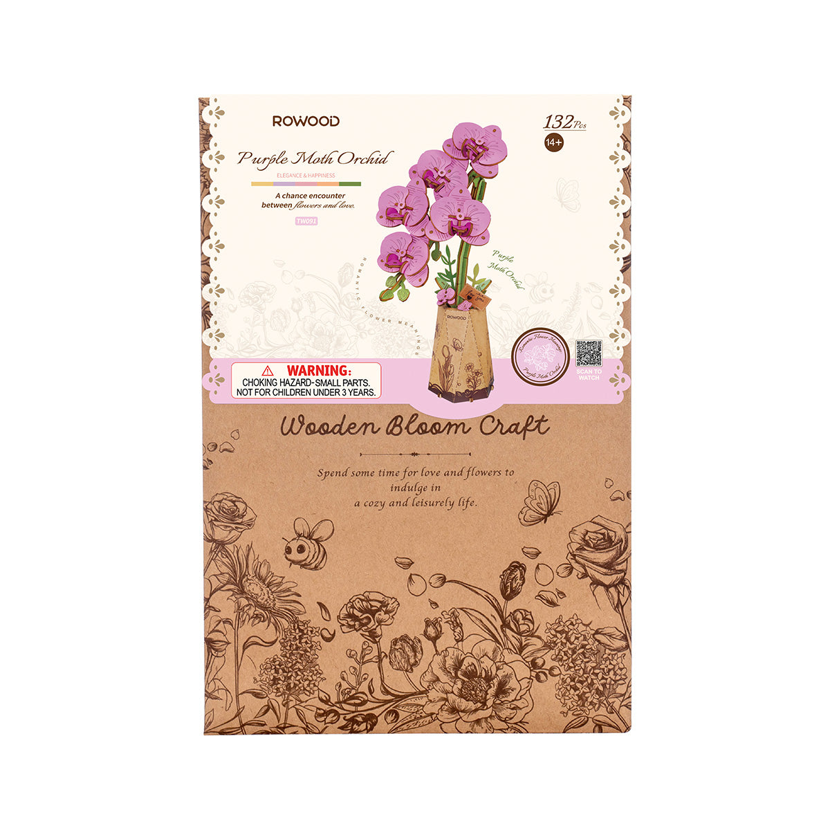 Sashura™ Elegant Purple Moth Orchid - Lifelike 3D Wooden Decor by Sashura Premium