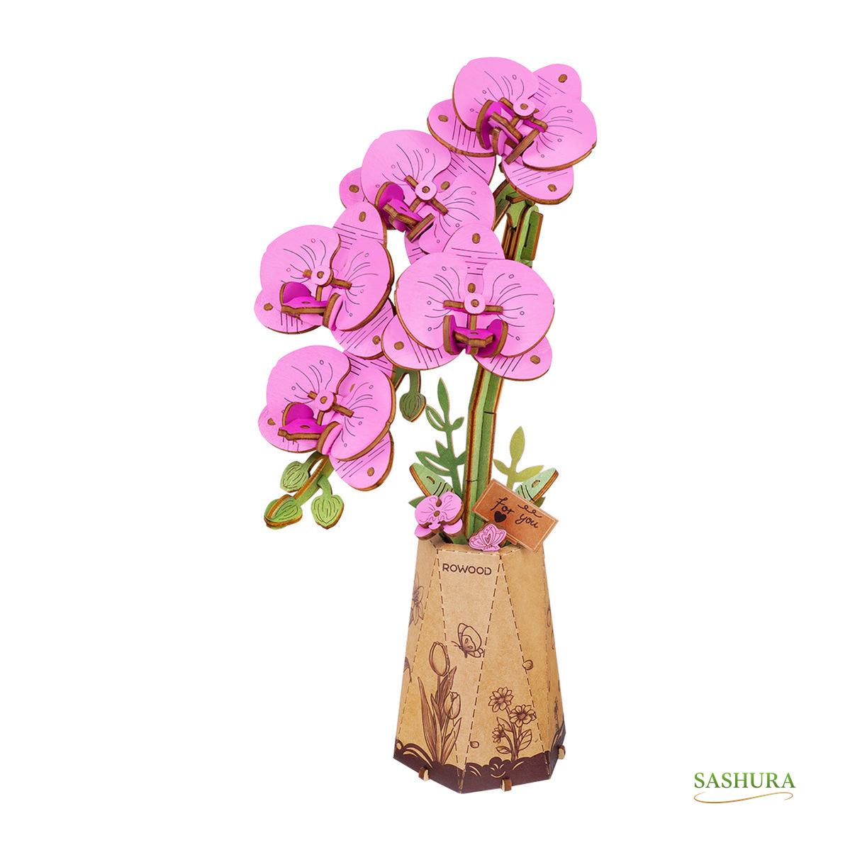 Sashura™ Elegant Purple Moth Orchid - Lifelike 3D Wooden Decor by Sashura Premium