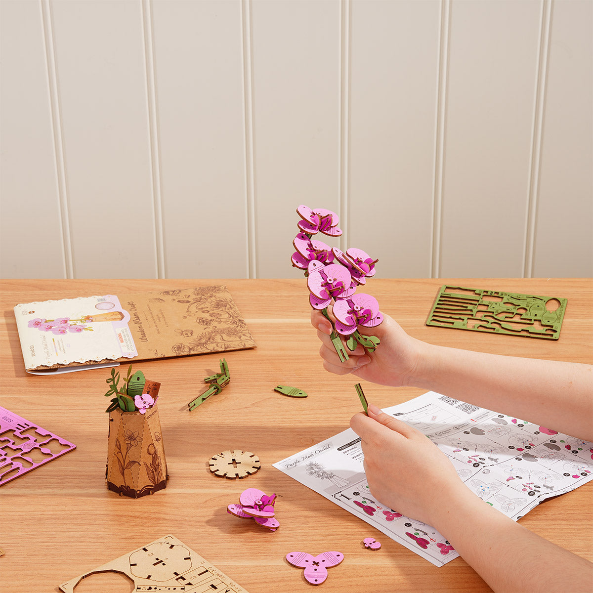Sashura™ Elegant Purple Moth Orchid Puzzle - Everlasting Floral Art by Sashura Premium