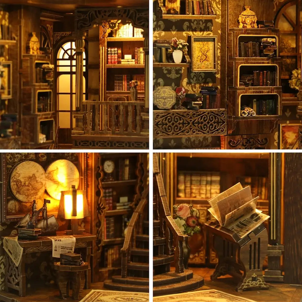 Sashura™ Exquisite Ancient Library Kit - Timeless Bookshelf Diorama by Sashura Premium