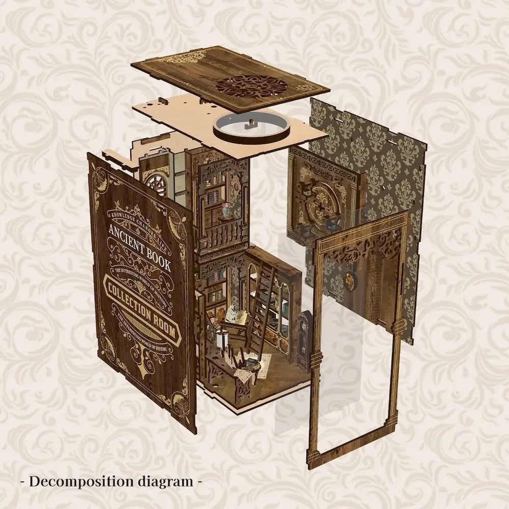 Sashura™ Exquisite Ancient Library Kit - Timeless Bookshelf Diorama by Sashura Premium