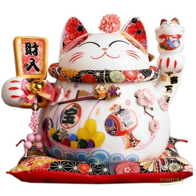 Sashura™ Handpainted Ceramic Maneki Neko - Bring Good Fortune Home by Sashura Premium