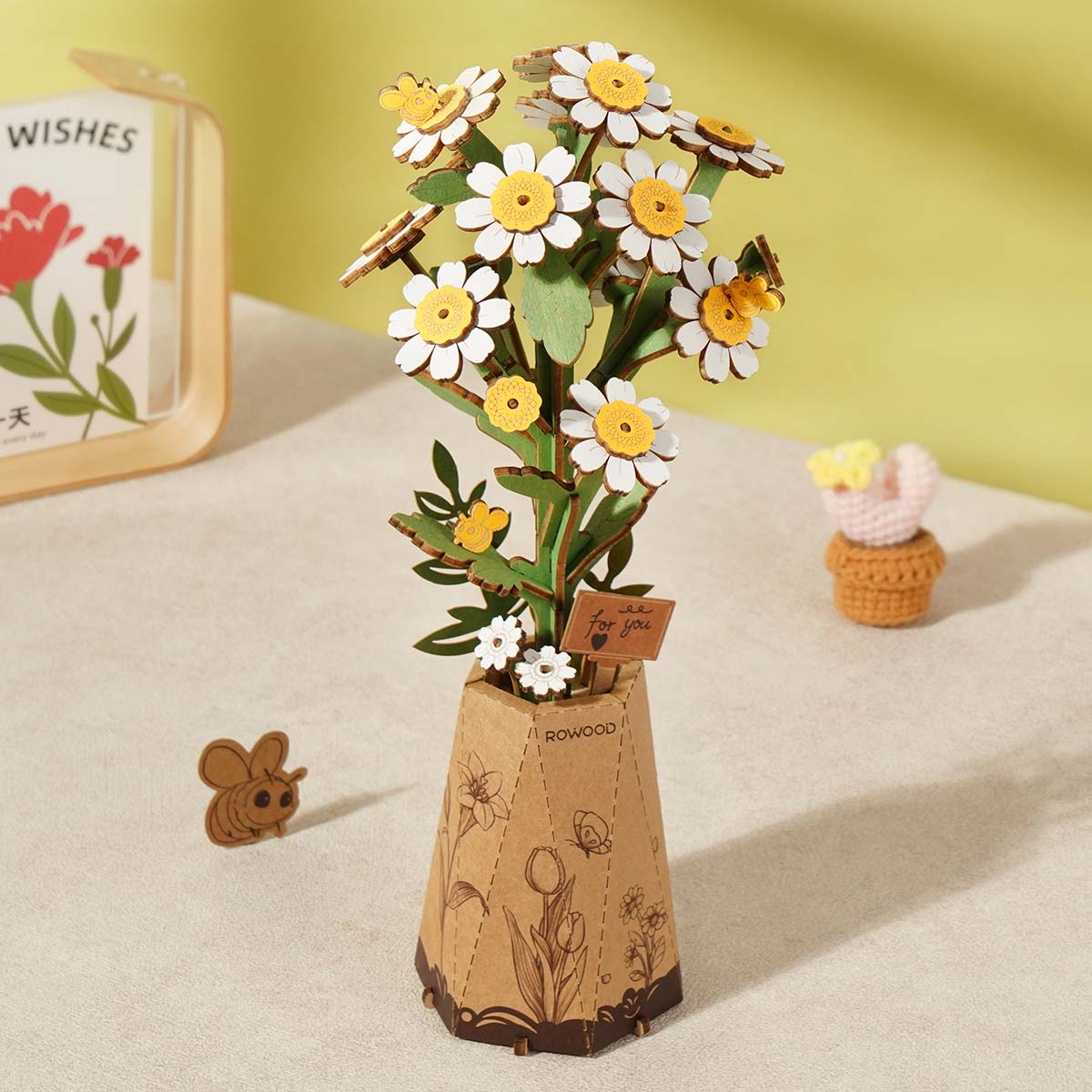 Sashura™ Premium Chamomile Wooden Flower - Eternal Floral Decor by Sashura Premium