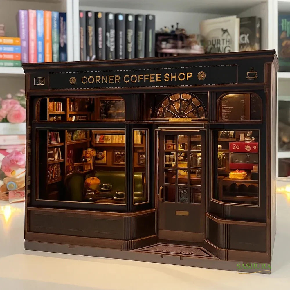 Sashura™ Premium Corner Coffee Shop - Immersive DIY Book Nook by Sashura Premium