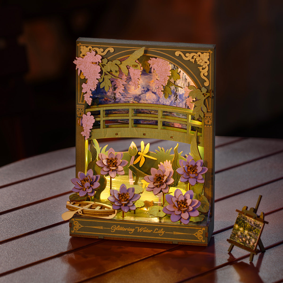 Sashura™ Premium Glittering Water Lily 3D Wooden Puzzle - LED Art by Sashura Premium