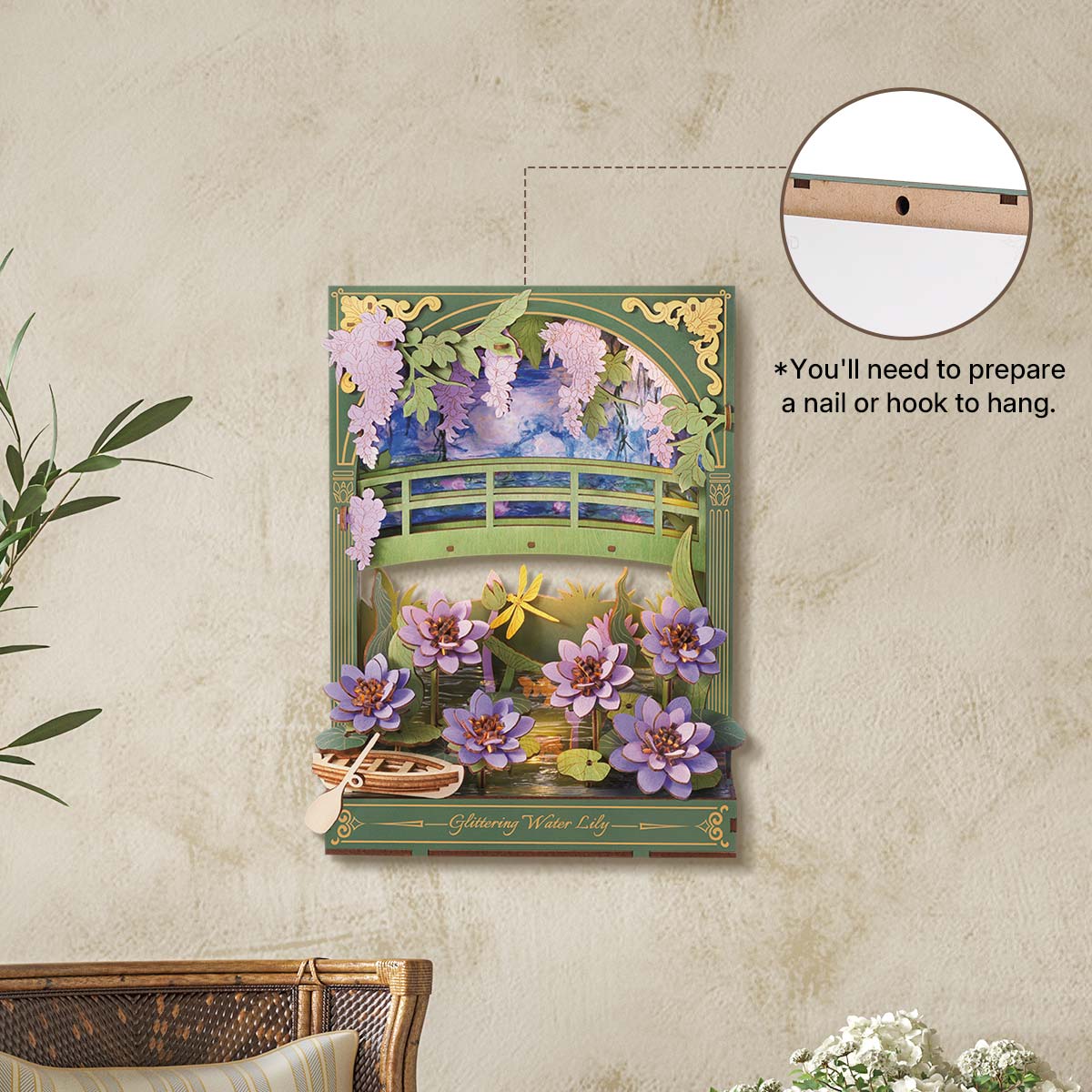 Sashura™ Premium Glittering Water Lily 3D Wooden Puzzle - LED Art by Sashura Premium