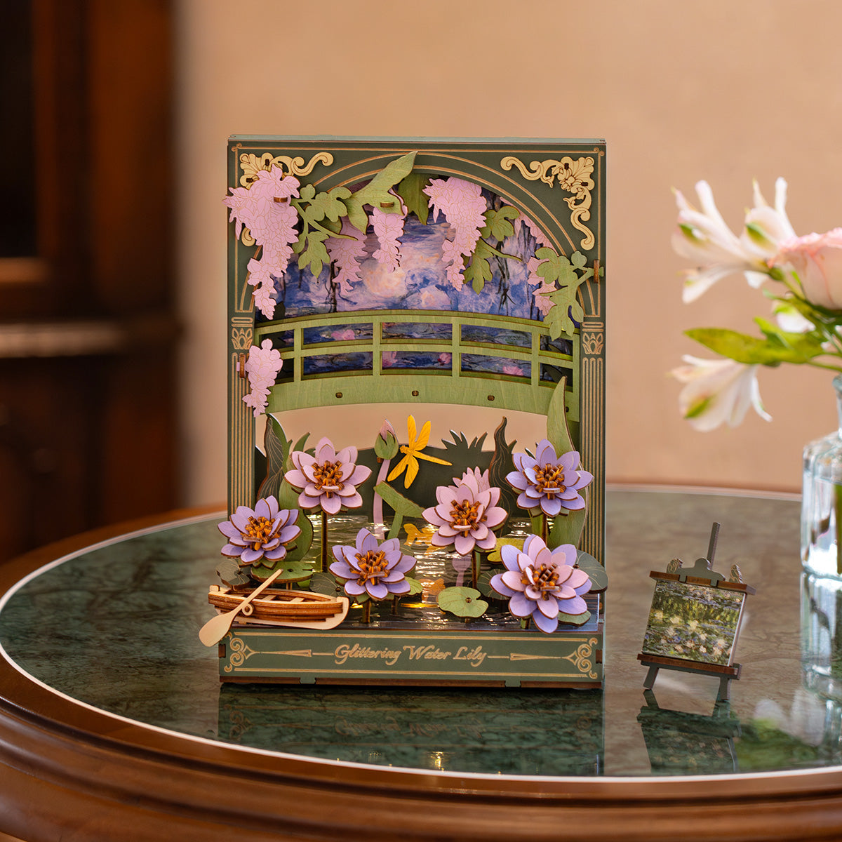 Sashura™ Premium Glittering Water Lily 3D Wooden Puzzle - LED Art by Sashura Premium