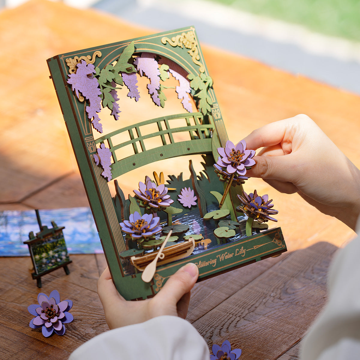 Sashura™ Premium Glittering Water Lily 3D Wooden Puzzle - LED Art by Sashura Premium