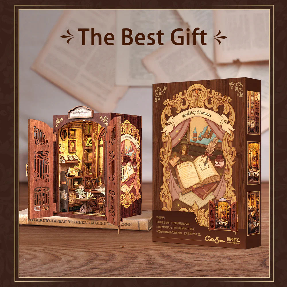 Sashura™ Mini Bookshop DIY Kit | Premium Wooden Brain Teaser
