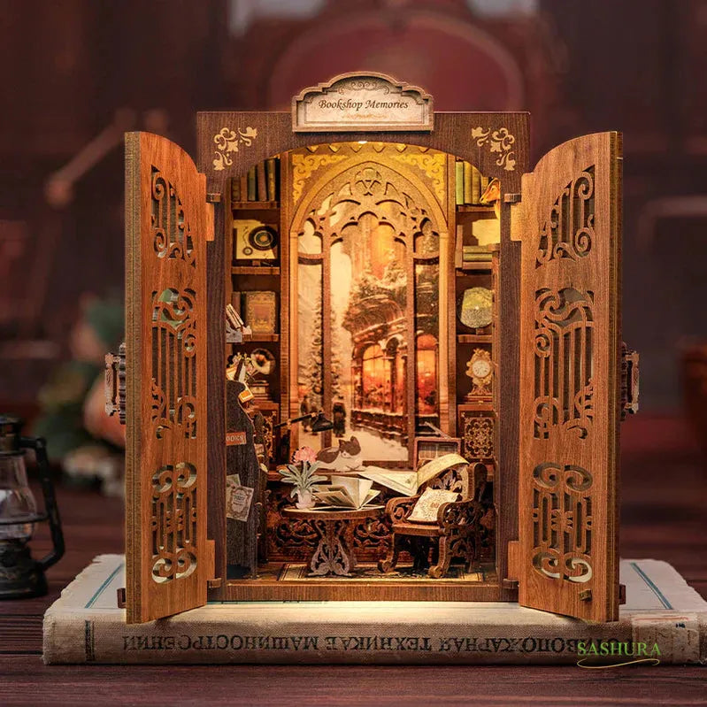 Sashura™ Mini Bookshop DIY Kit | Premium Wooden Brain Teaser