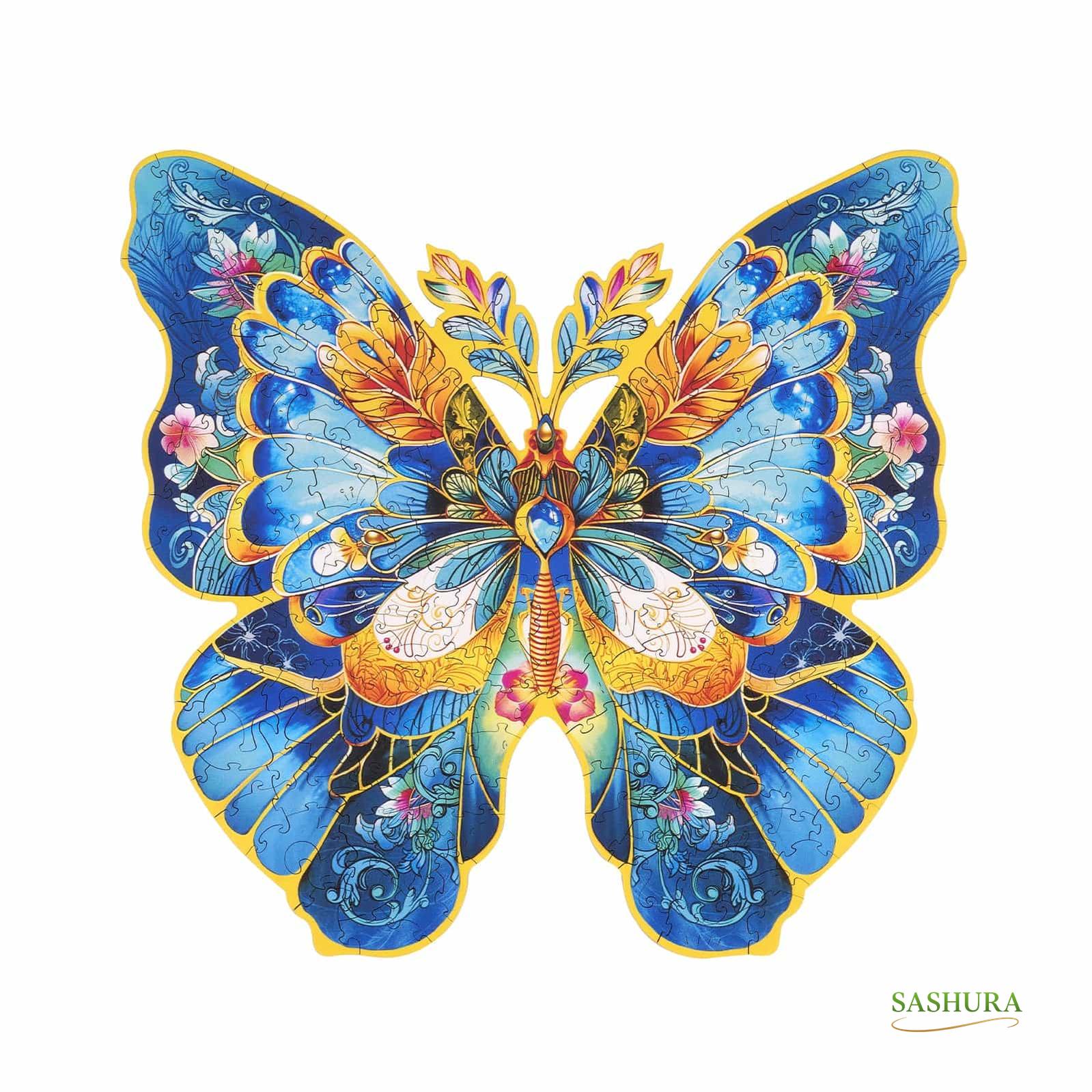 Sashura™ Premium Morpho Helena Wooden Puzzle - Vibrant Artistic Challenge by Sashura Premium