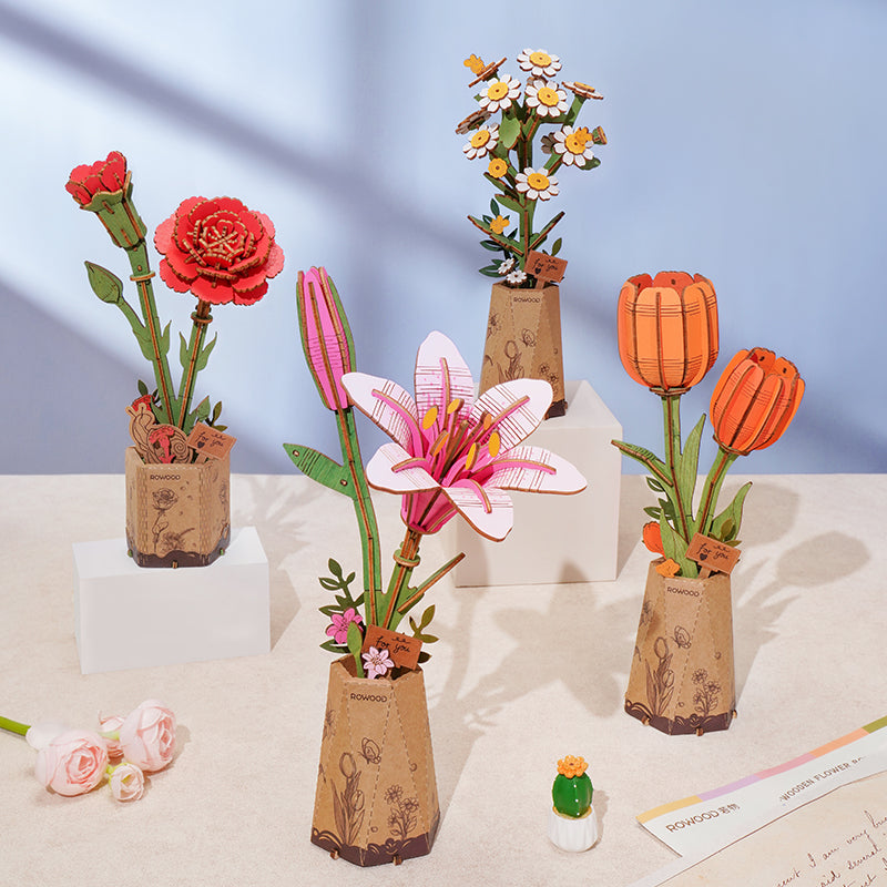 Sashura™ Premium Pink Lily DIY Wooden Flower - Eternal Decor by Sashura Premium