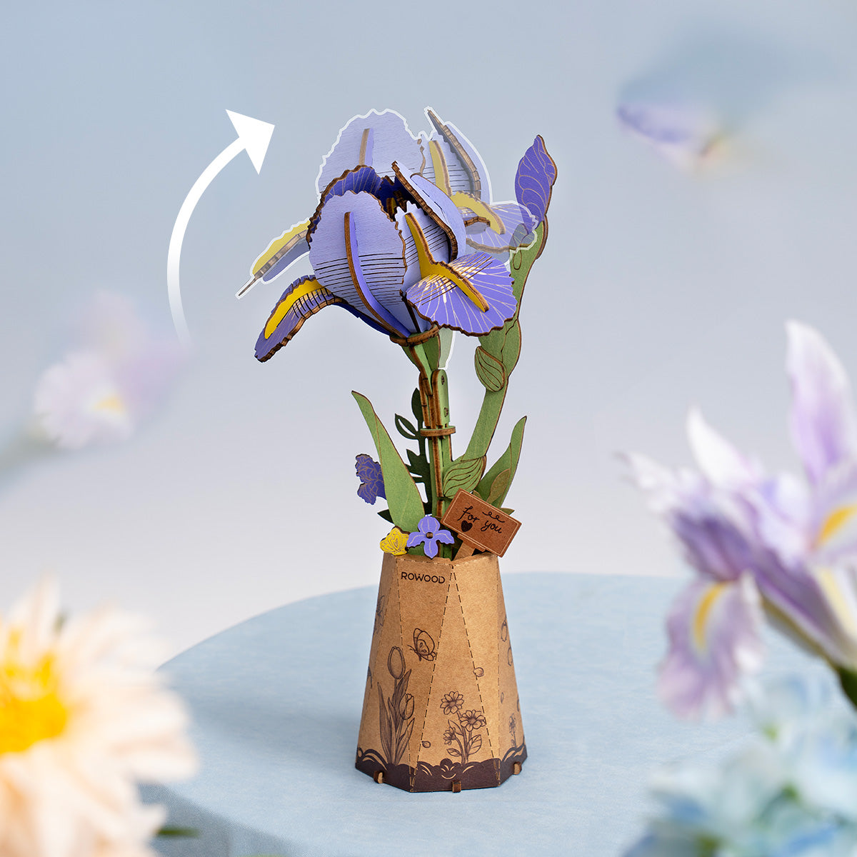 Sashura™ Premium Purple Iris 3D Flower - Everlasting Artisan Decor by Sashura Premium