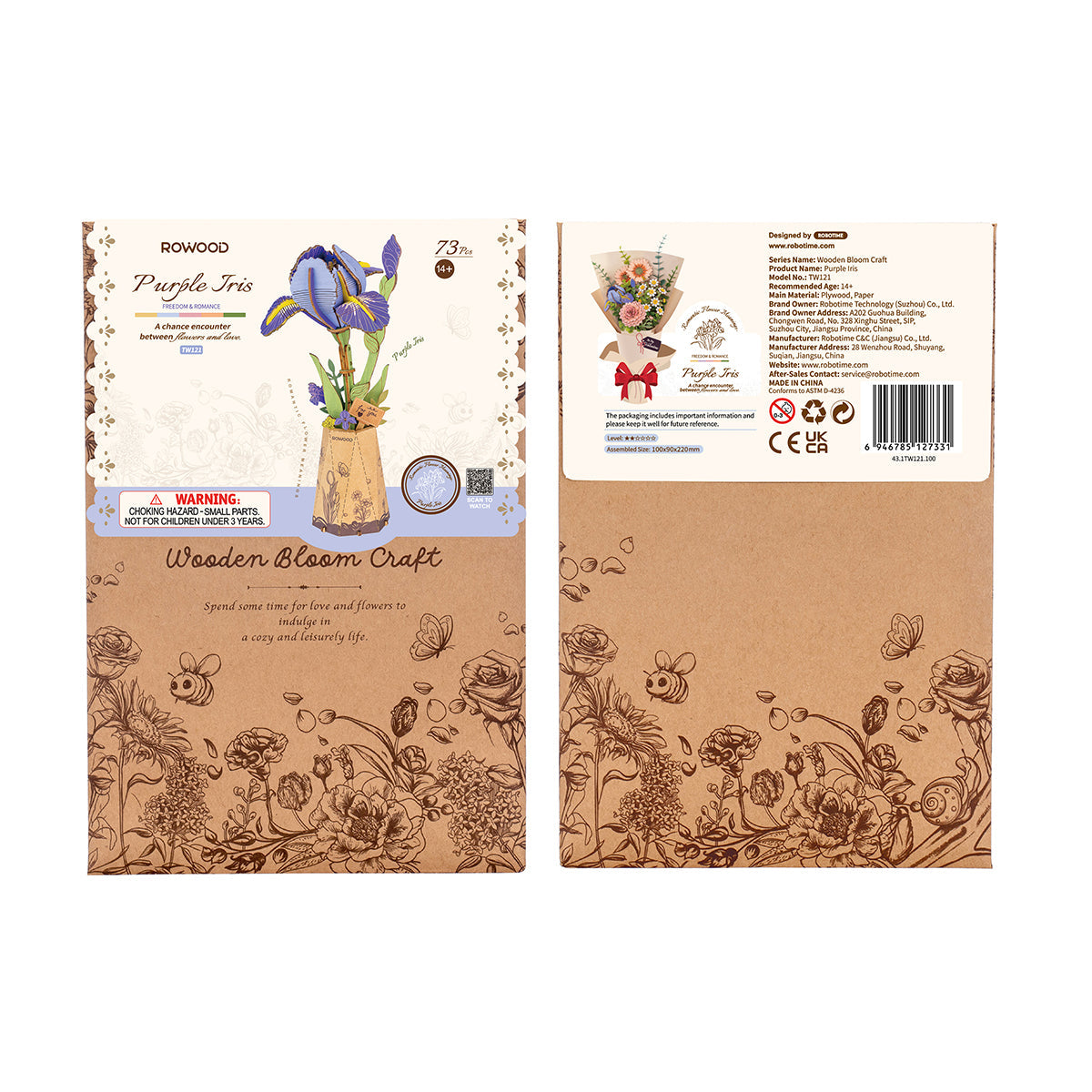 Sashura™ Premium Purple Iris 3D Flower - Everlasting Artisan Decor by Sashura Premium