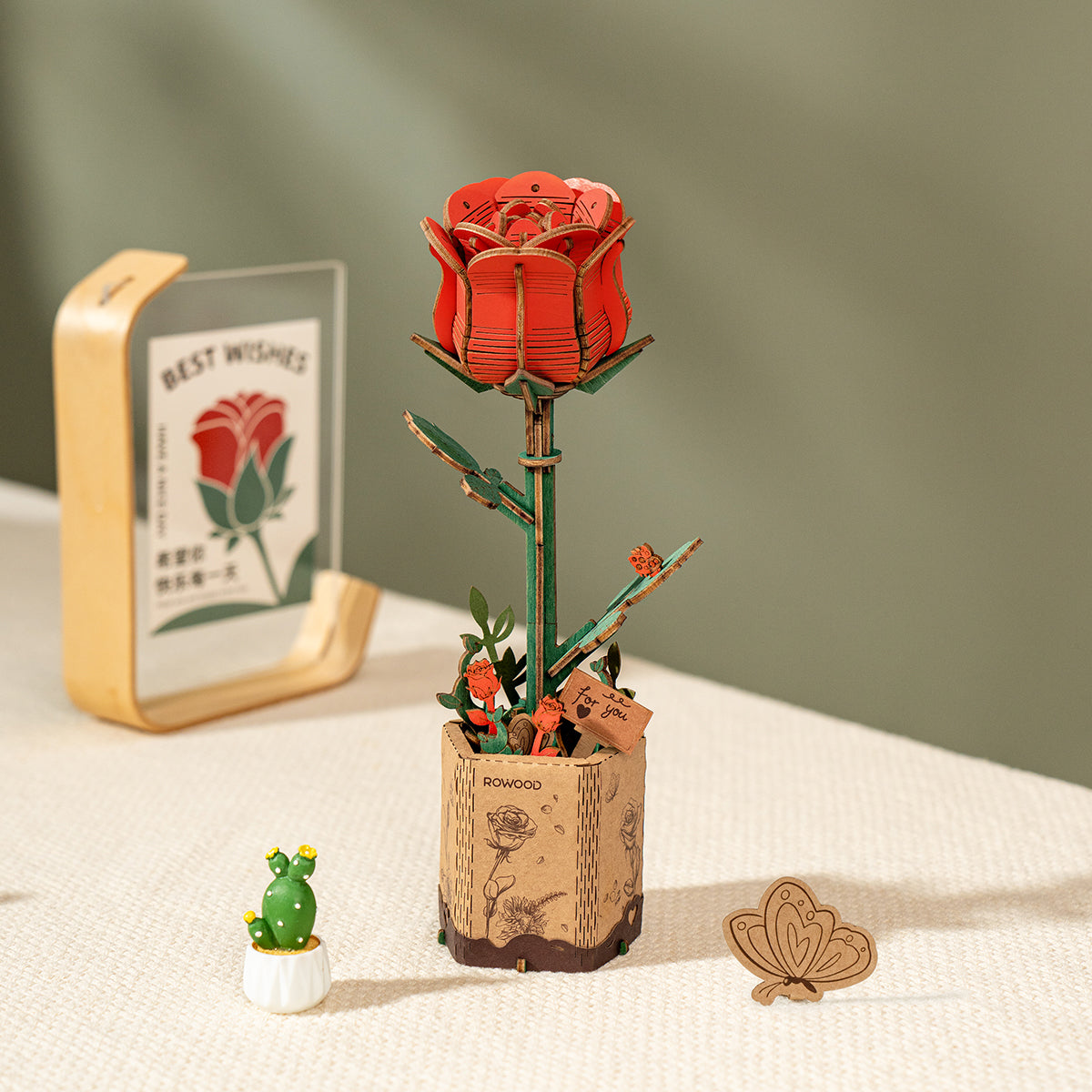Sashura™ Premium Red Rose 3D Wooden Puzzle - Everlasting Bloom by Sashura Premium