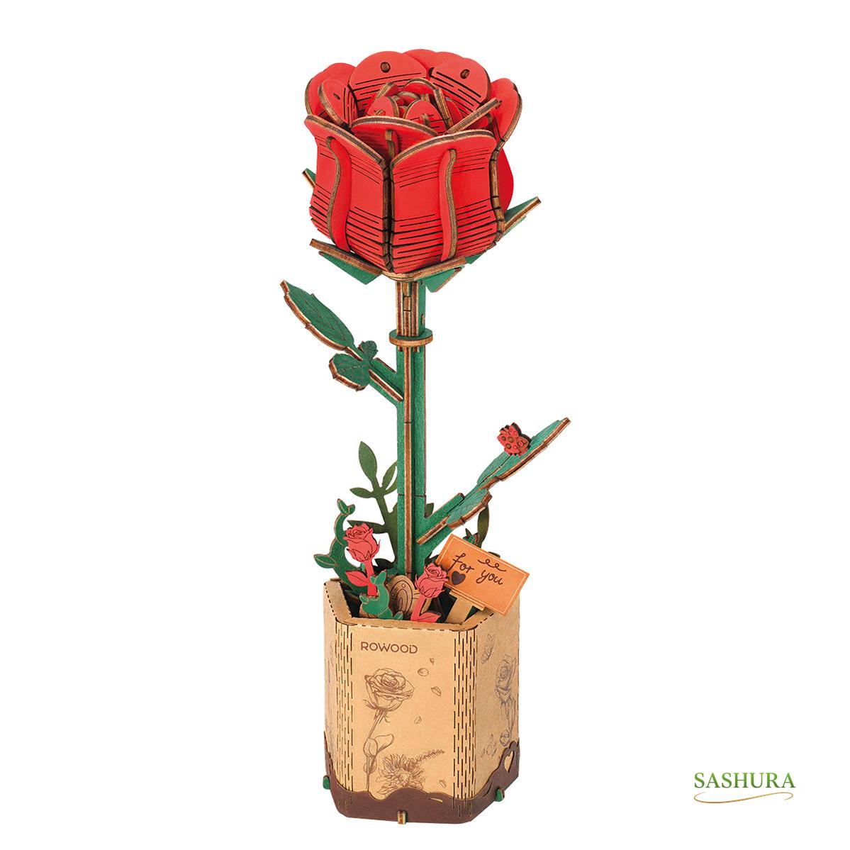 Sashura™ Premium Red Rose 3D Wooden Puzzle - Everlasting Bloom by Sashura Premium