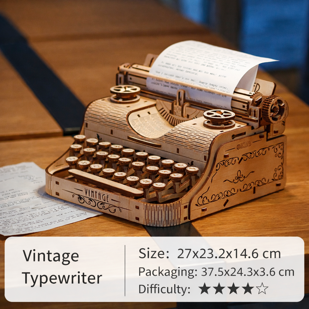 Sashura™ Premium Vintage Typewriter - Functional Mechanical Wooden Model by Sashura Premium