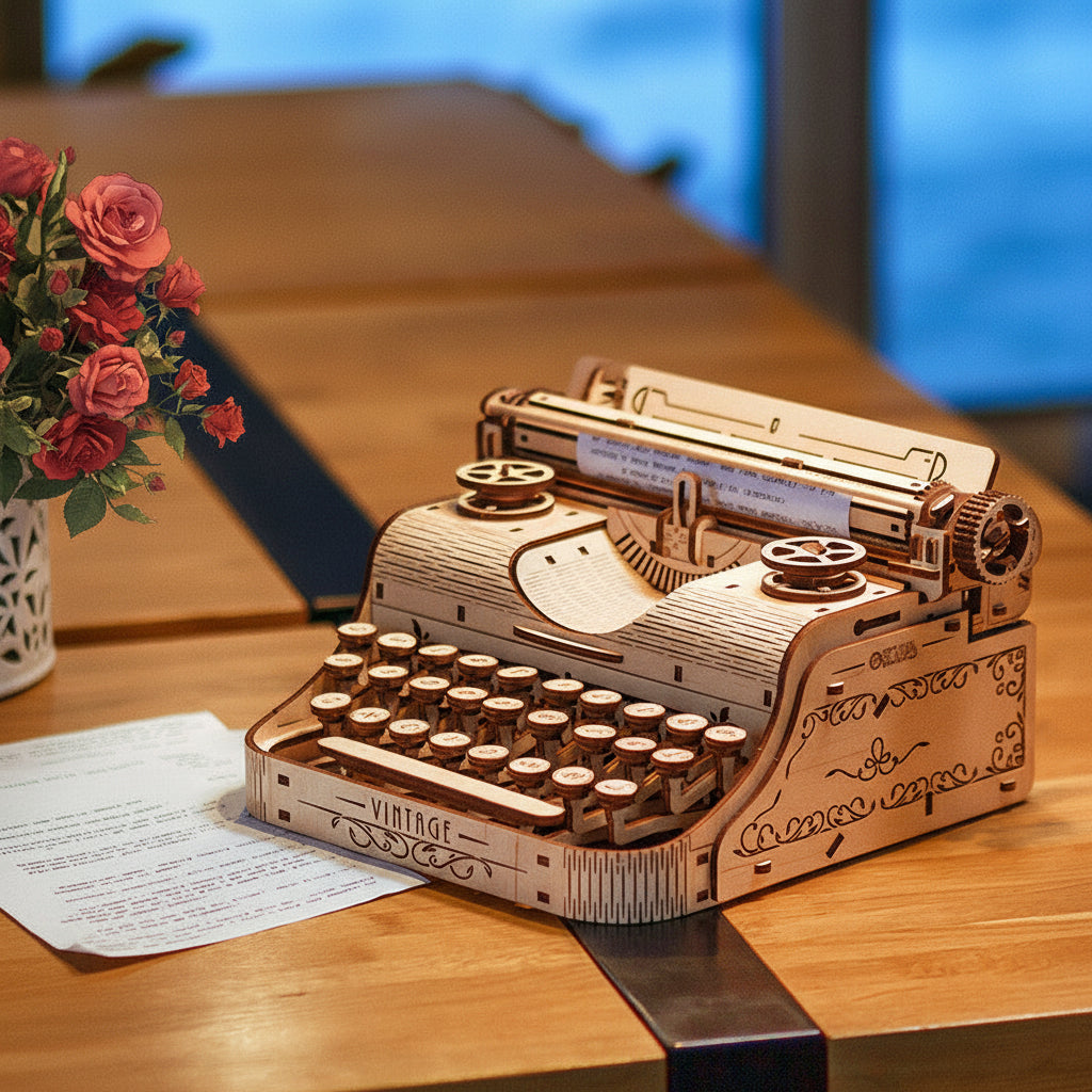 Sashura™ Premium Vintage Typewriter - Functional Mechanical Wooden Model by Sashura Premium