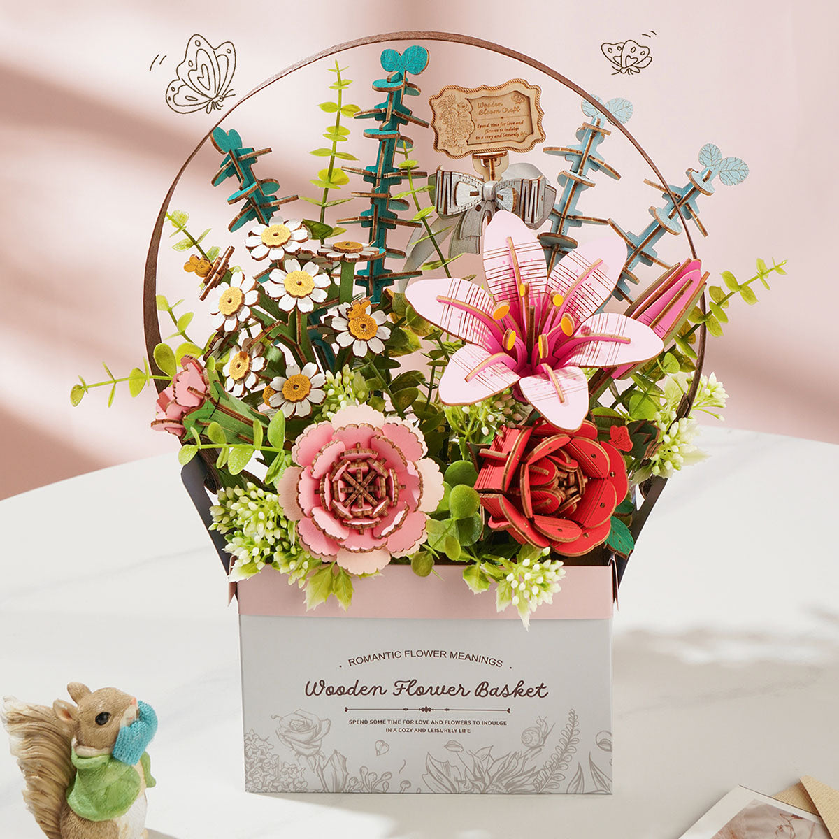 Sashura™ Premium Wooden Flower Basket Puzzle - Relaxing DIY Challenge by Sashura Premium