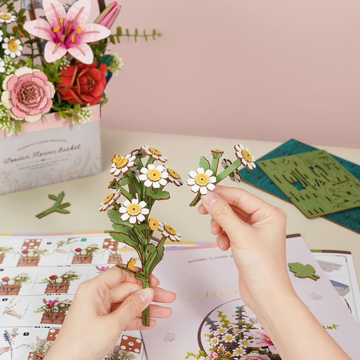Sashura™ Premium Wooden Flower Basket Puzzle - Relaxing DIY Challenge by Sashura Premium