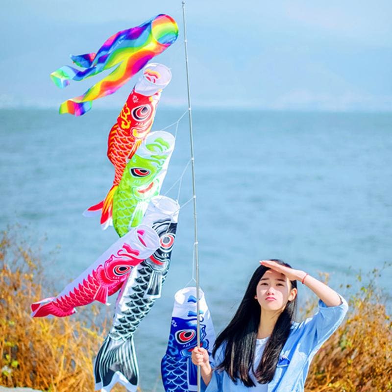 Sashura™ Vibrant Textile Koinobori Flag - Traditional Outdoor Decor by Sashura Premium